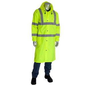 Medium - PIP 353-1048 Type R Class 3 Value All Purpose 48" Raincoat - Yellow/Lime